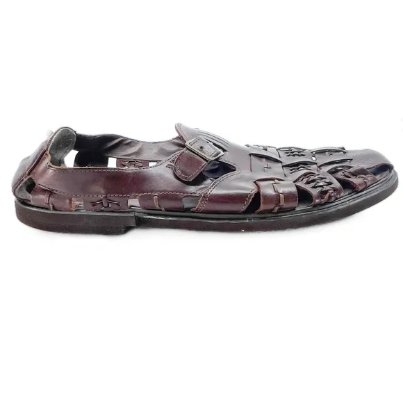 Men's Brown Leather Woven Sandals - Picture 5 of 10